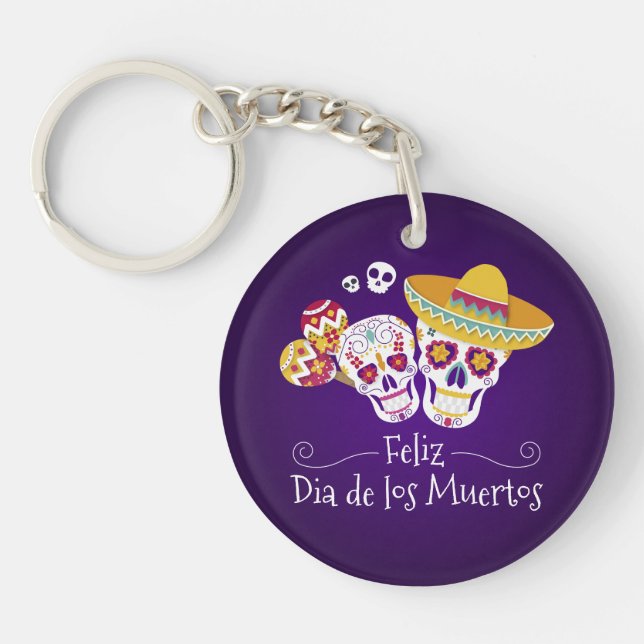 Colourful Dia de los Muertos | Keychain (Front)