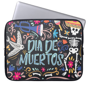 Colourful Dia de los Muertos Laptop Sleeve