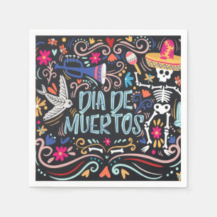 Colourful Dia de los Muertos Napkin