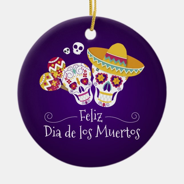 Colourful Dia de los Muertos | Ornament (Front)