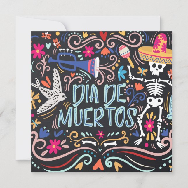 Colourful Dia de los Muertos Party | Invitation (Front)