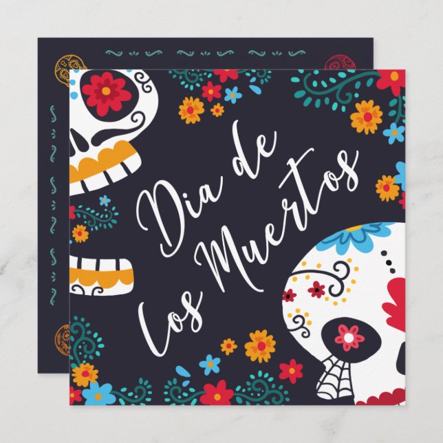 Colourful Dia de los Muertos Party | Invitation (Front/Back)