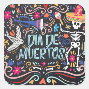 Colourful Dia de los Muertos   Sticker