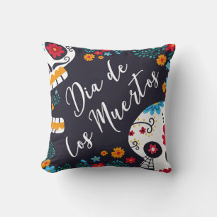 Colourful Dia de los Muertos   Throw Pillow