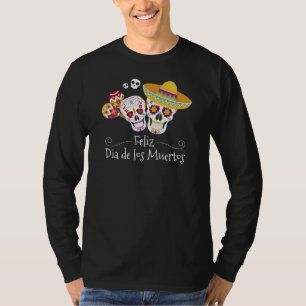 Colourful Dia de Muertos Party   Sleeve Shirt