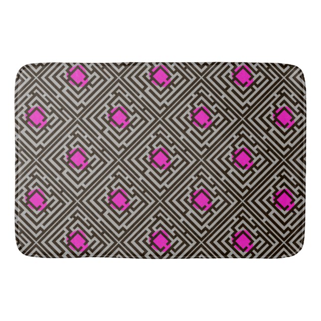 Colourful Diagonal Maze Pattern on Custom Colour Bath Mat (Front)