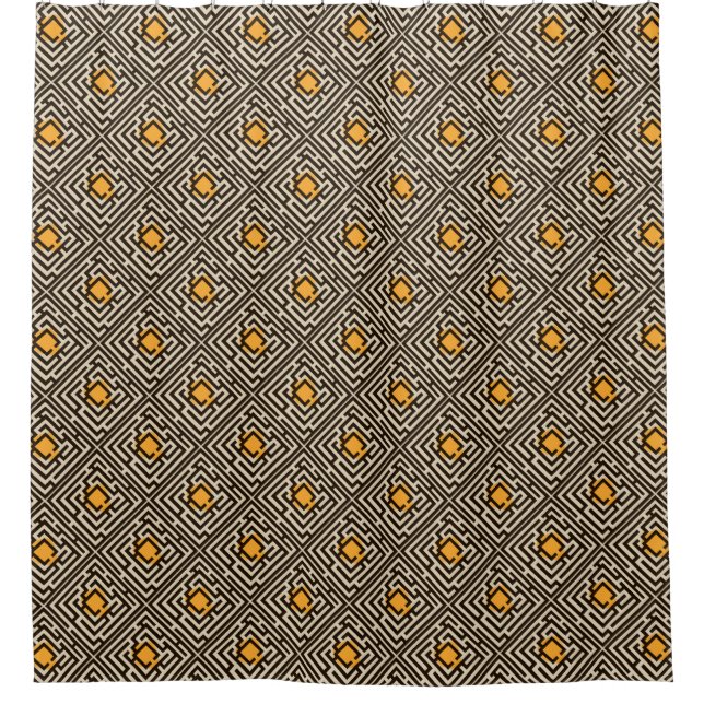 Colourful Diagonal Maze Pattern on Custom Colour Shower Curtain (Front)