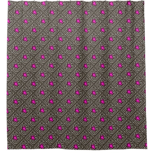 Colourful Diagonal Maze Pattern on Custom Colour Shower Curtain (Front)