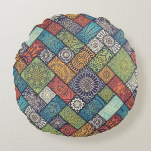 Colourful Diagonal Pattern Round Cushion
