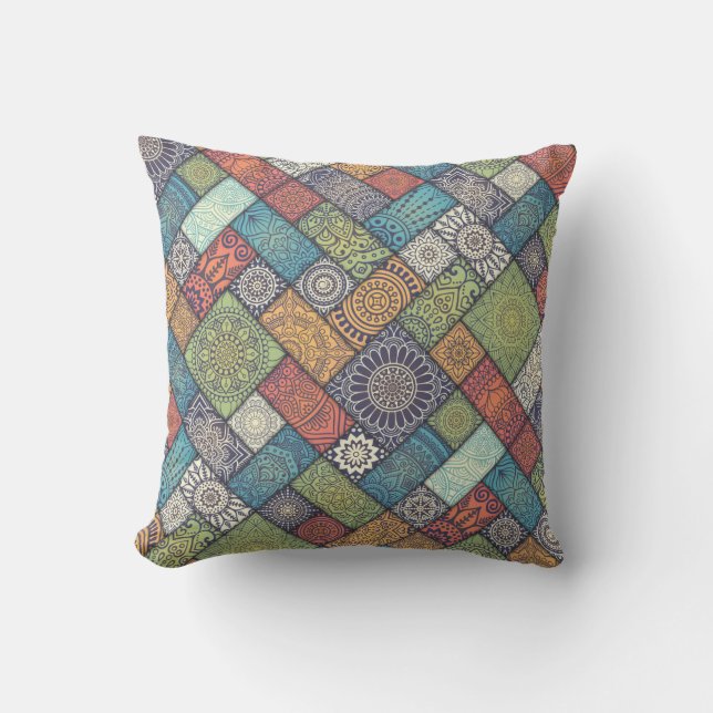 Colourful Diagonal Pattern Throw Pillow (Front)