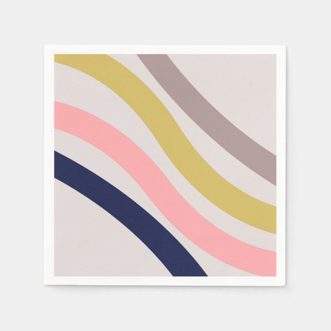 Colourful diagonal retro style lines napkin (Front)