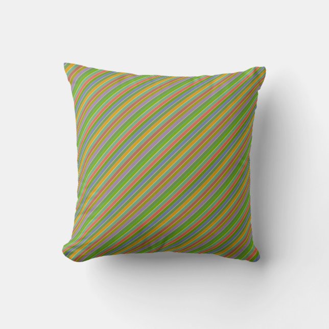 Colourful Diagonal Stripe Multi colour Modern Cushion (Front)
