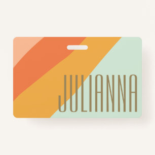 Colourful Diagonal Stripe Retro Pastel Personalise ID Badge