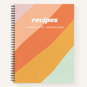 Colourful Diagonal Stripe Retro Personalised Recip Notebook
