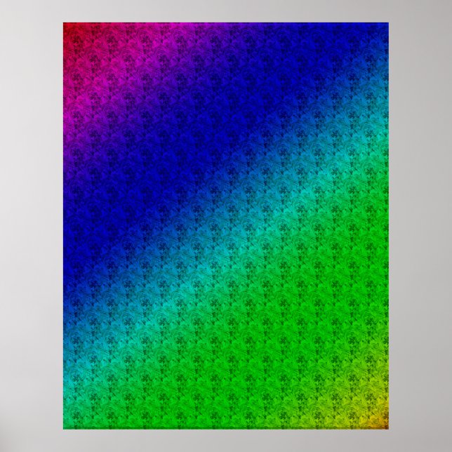 Colourful Diagonal Stripes and Flowers Poster (Front)
