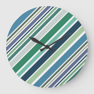 Colourful diagonal stripes design large clock