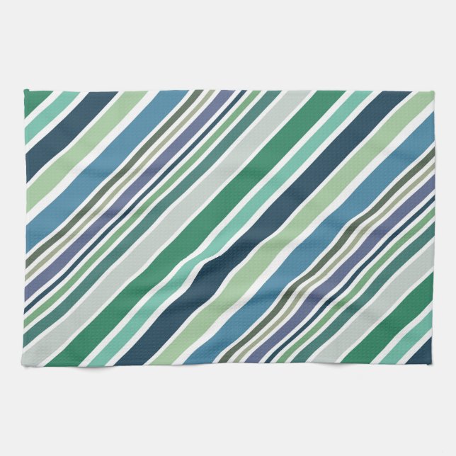 Colourful diagonal stripes design tea towel (Horizontal)