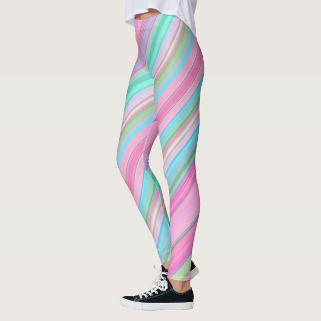 Colourful Diagonal Stripes Leggings (Left)