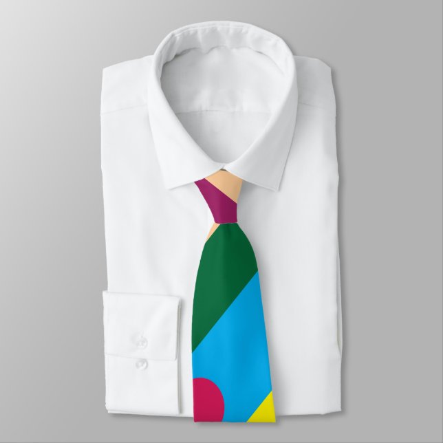 Colourful Diagonal Stripes Modern Tie (Tied)