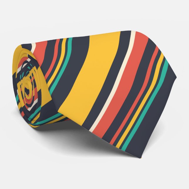 Colourful Diagonal Stripes Pattern Tie (Rolled)