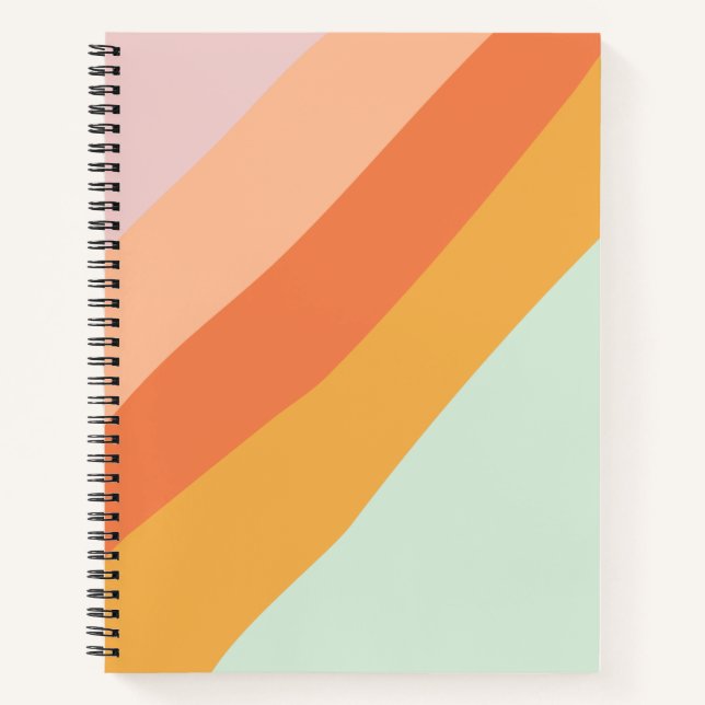 Colourful Diagonal Stripes Retro Sweet Candy Paste Notebook (Front)