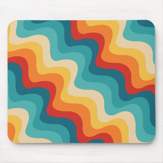 Colourful diagonal waves in retro style  mouse pad (Front)