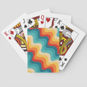 Colourful diagonal waves in retro style playing cards