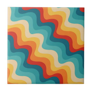 Colourful diagonal waves in retro style  tile