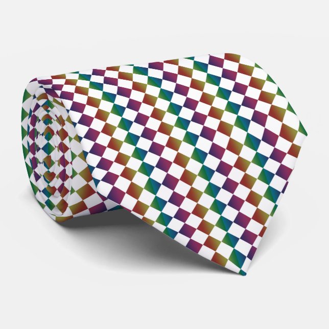 Colourful Diamond Chequered Pattern Tie (Rolled)
