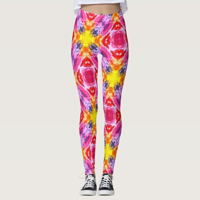 colourful diamond design leggings  (Front)