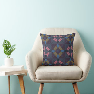 Colourful Diamond Geometric  Cushion