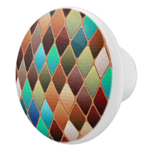 Colourful Diamond Pattern Ceramic Knob