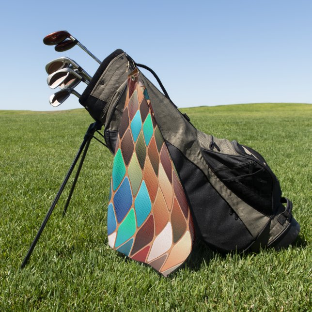 Colourful Diamond Pattern Golf Towel (Green)