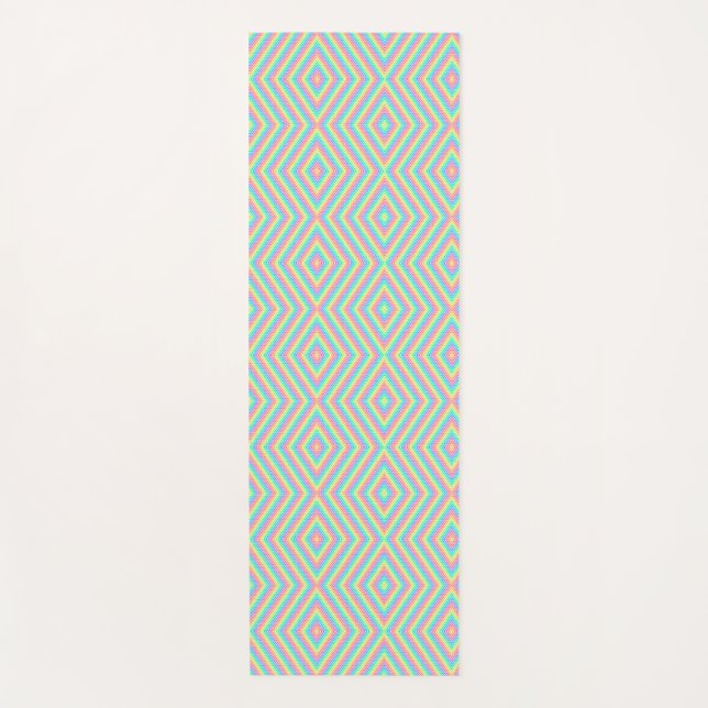 Colourful diamond pattern in vivid pink yoga mat (Front)