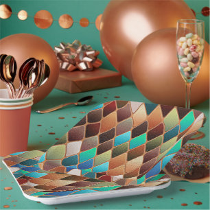 Colourful Diamond Pattern Paper Plate