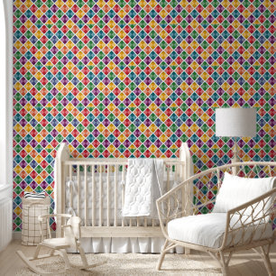 Colourful Diamond Pattern Wall Curtain & Wallpaper