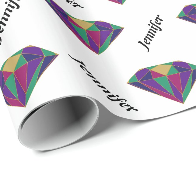 Colourful diamond personalised wrapping paper (Roll Corner)