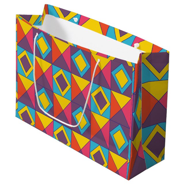 Colourful Diamond Triangle Geometric  Large Gift Bag (Front Angled)