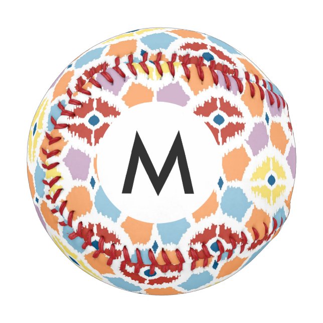 Colourful diamonds ikat geometric baseball (Front Left)