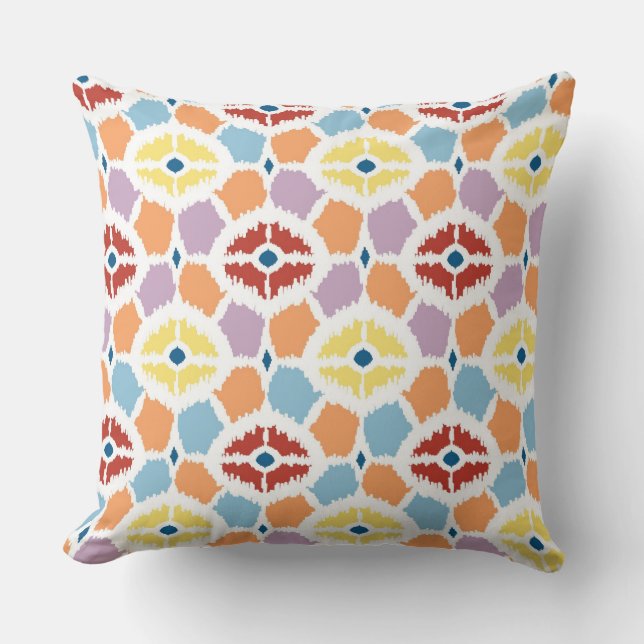 Colourful diamonds ikat geometric cushion (Front)