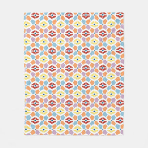Colourful diamonds ikat geometric fleece blanket