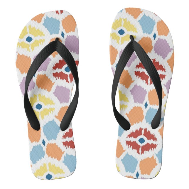 Colourful diamonds ikat geometric jandals (Footbed)