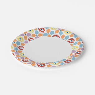 Colourful diamonds ikat geometric paper plate