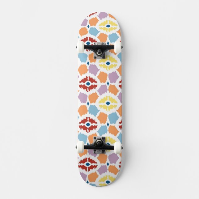 Colourful diamonds ikat geometric skateboard (Front)