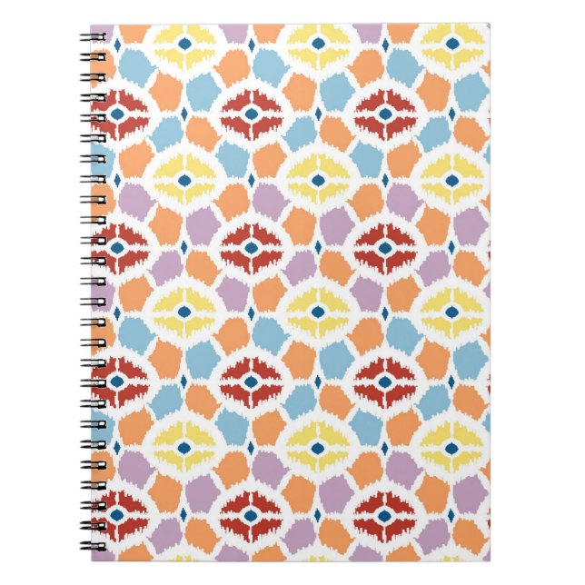 Colourful diamonds ikat geometric spiral notebook (Front)