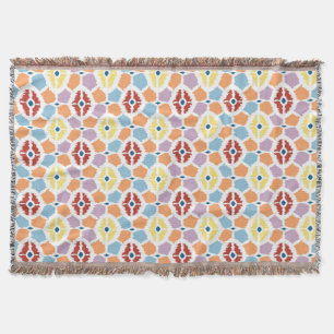 Colourful diamonds ikat geometric throw blanket