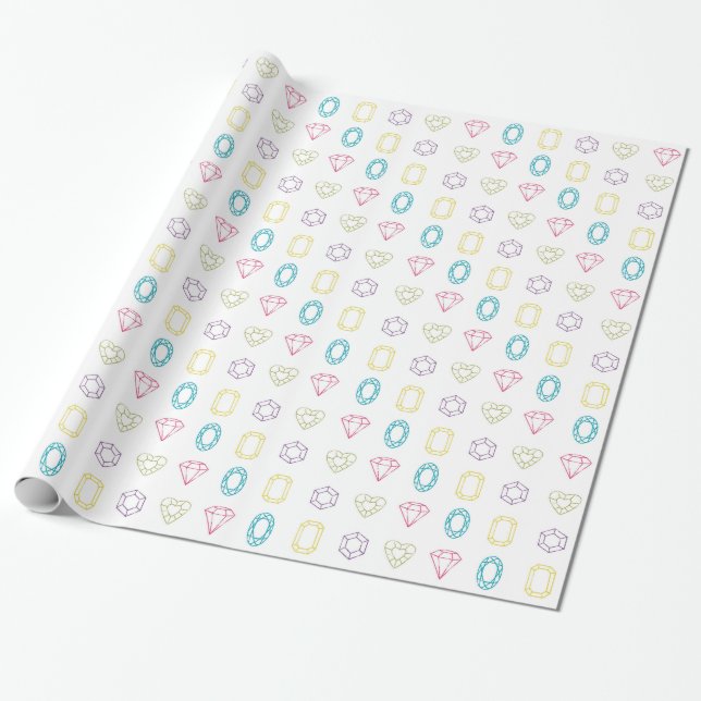 Colourful Diamonds Pattern Wrapping Paper (Unrolled)