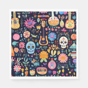 Colourful Dias de los muertos pattern Napkin