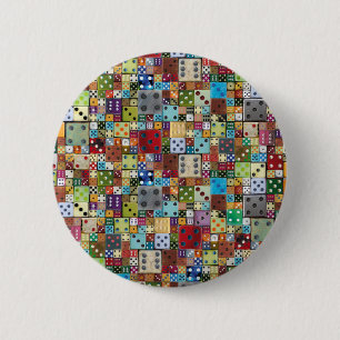 Colourful Dice 6 Cm Round Badge
