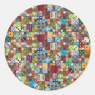 Colourful Dice Classic Round Sticker